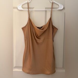 Express Satin Cowl Neck Tank in Tan/Champagne, M